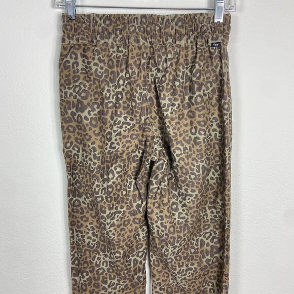 Aritzia Tna Alix Pants Size XXS Leopard Print Joggers Brown Cotton Zip‎ Pockets - Picture 4 of 9